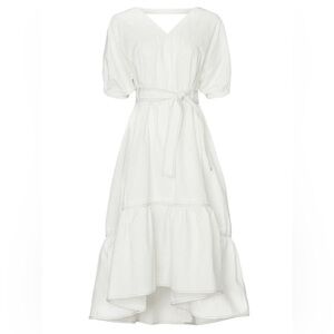 Caara Lombardy Dress Elegant White Midi Dress Size XL